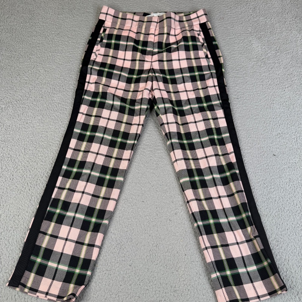 Veronica Beard Pants Womens 10 Pink Plaid Tweed Tapered Stretch Business Casual